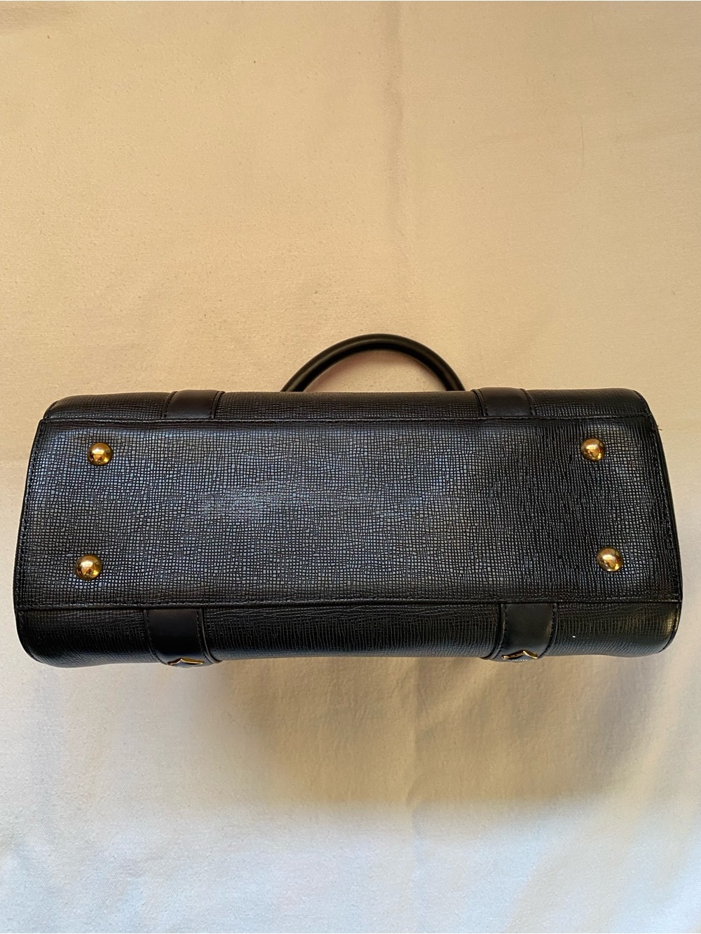 MCM Black Leather Dome Satchel with Gold Plaque Hardware - Picture 4 of 4